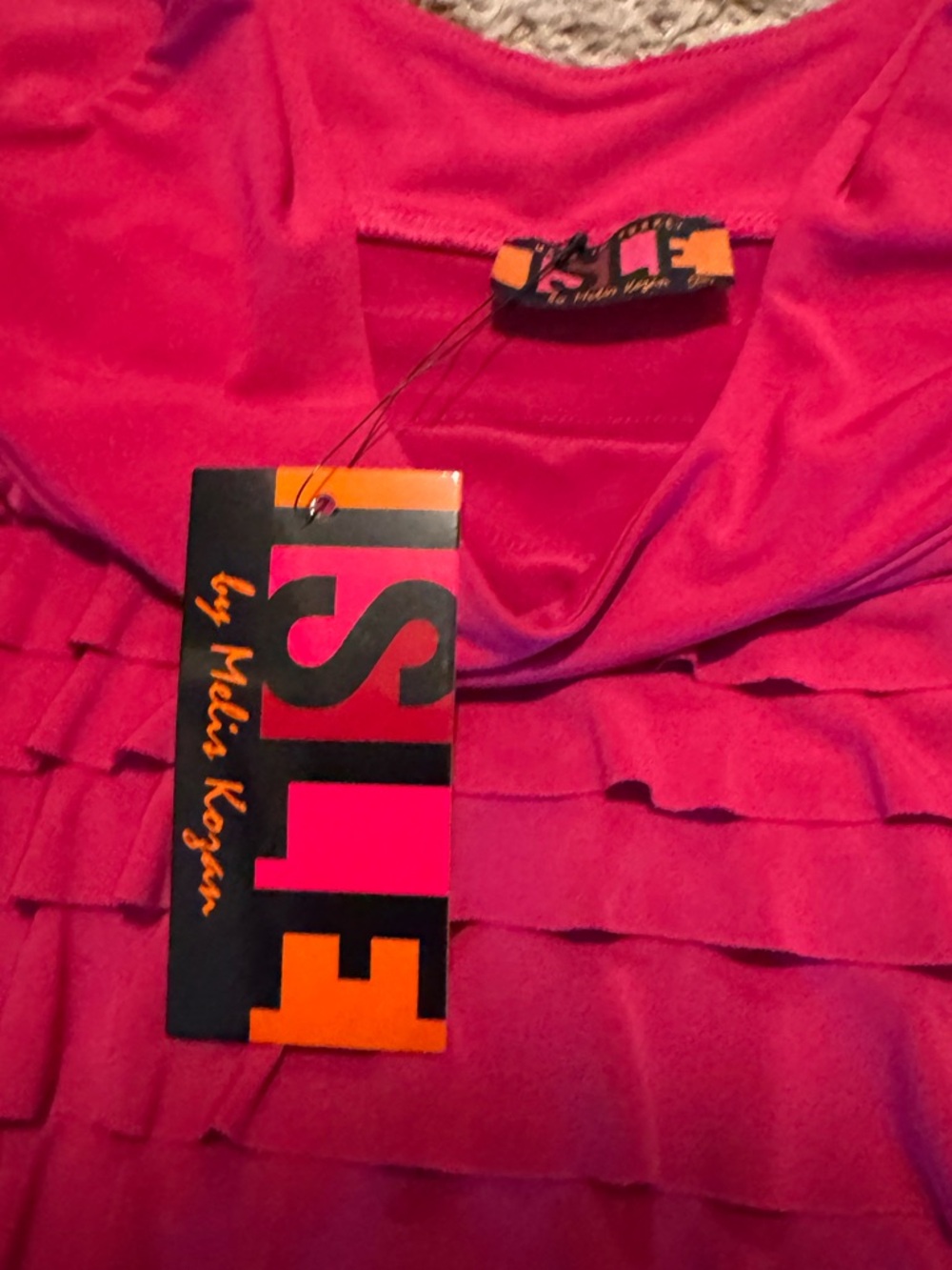 NWT ISLE by Melis Kozan Sz Medium Berry Pink Graduating Ruffle Tiered Mini Dress - Picture 2 of 7